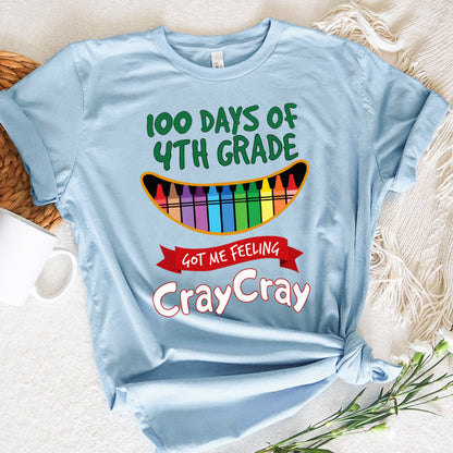 Teacher Graphic Tee Happy 100 Days Of 4th Grade