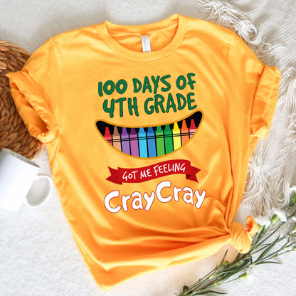 Teacher Graphic Tee Happy 100 Days Of 4th Grade