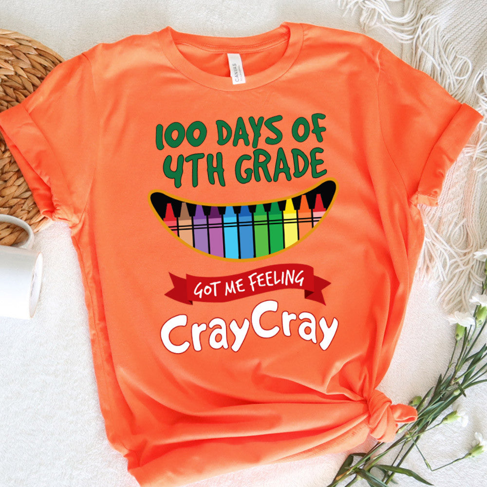 Teacher Graphic Tee Happy 100 Days Of 4th Grade