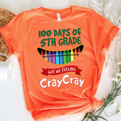 Teacher Graphic Tee Happy 100 Days Of 5th Grade
