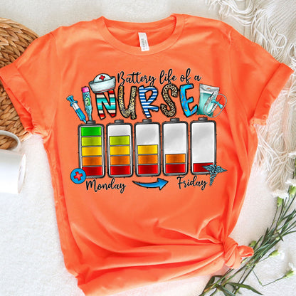 Nurse Graphic Tee Battery Life Of A Nurse