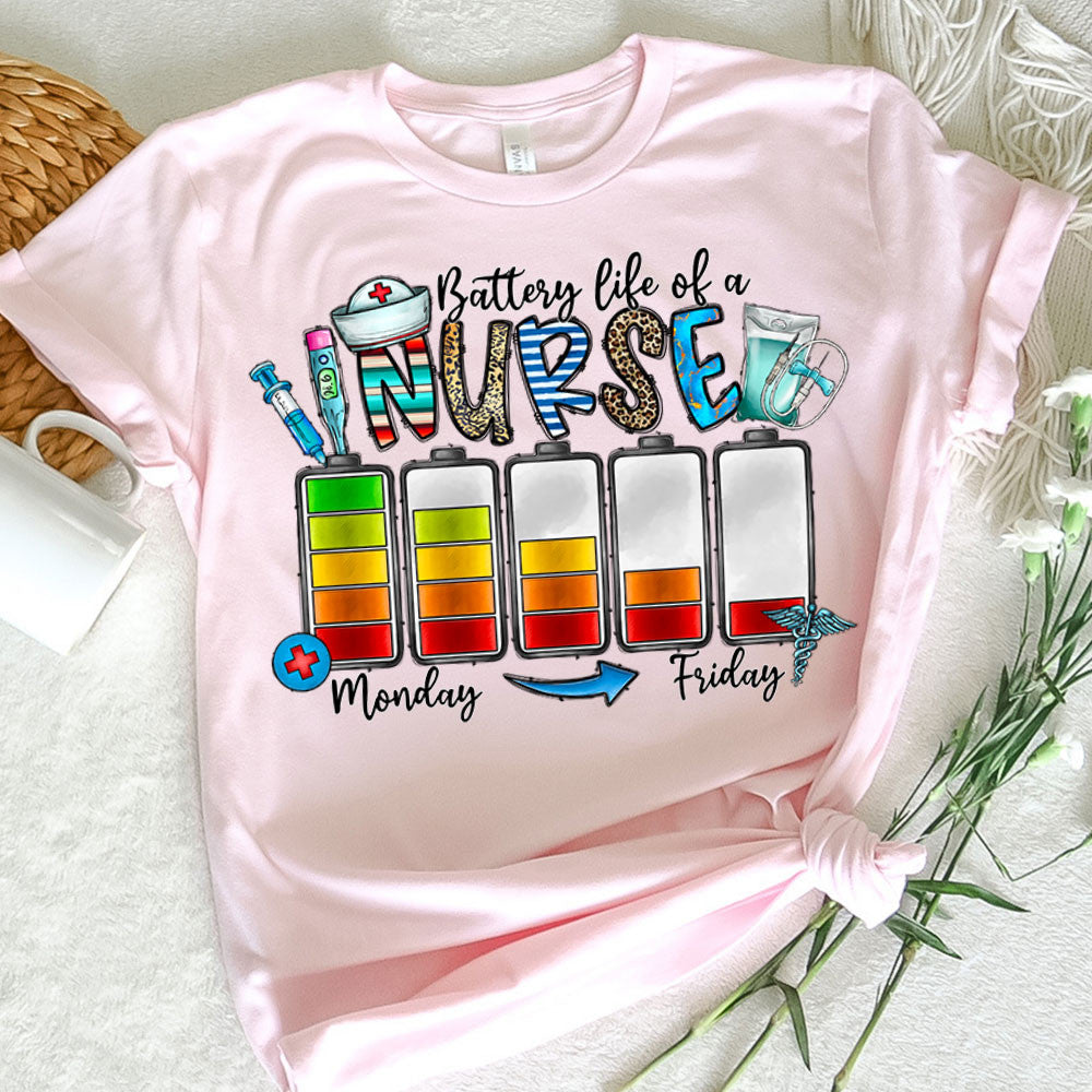 Nurse Graphic Tee Battery Life Of A Nurse