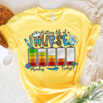 Nurse Graphic Tee Battery Life Of A Nurse