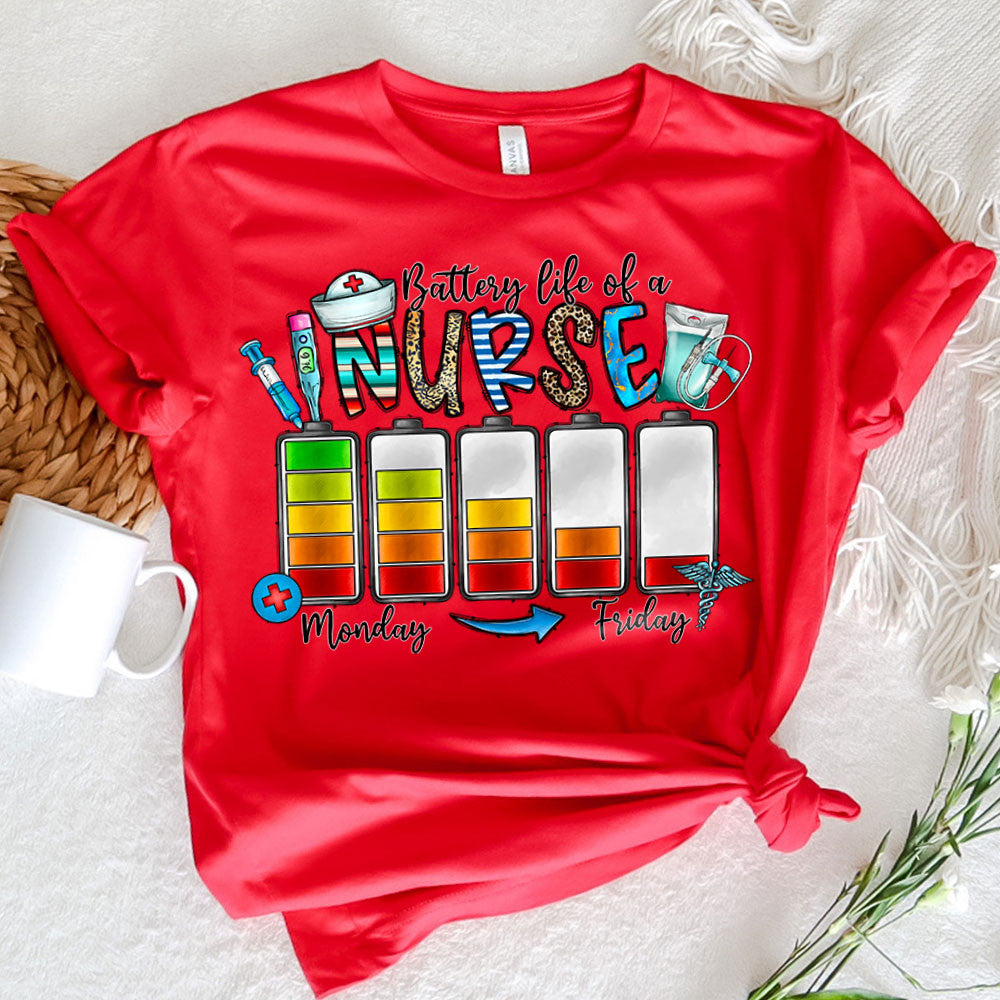 Nurse Graphic Tee Battery Life Of A Nurse