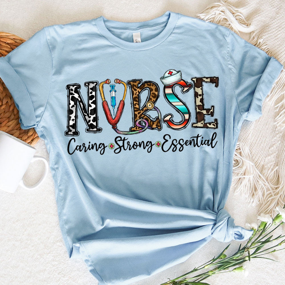 Nurse Graphic Tee Caring Strong Essential