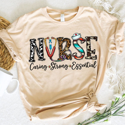 Nurse Graphic Tee Caring Strong Essential