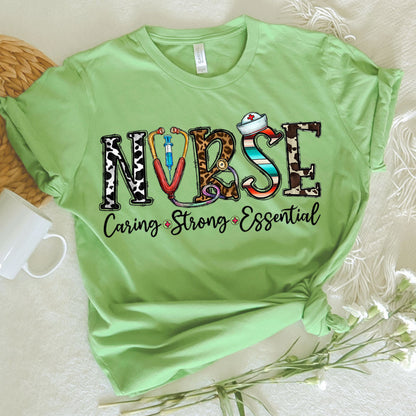 Nurse Graphic Tee Caring Strong Essential