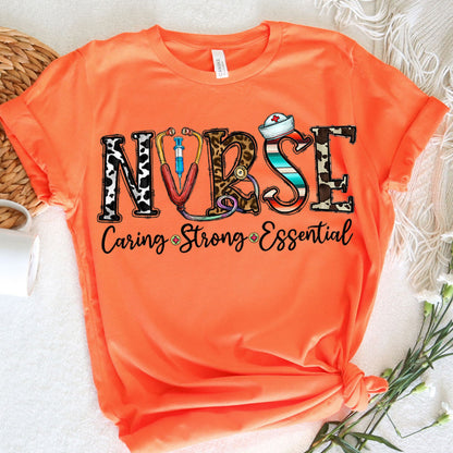 Nurse Graphic Tee Caring Strong Essential