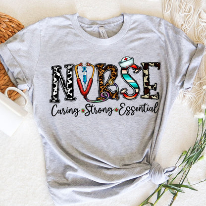 Nurse Graphic Tee Caring Strong Essential