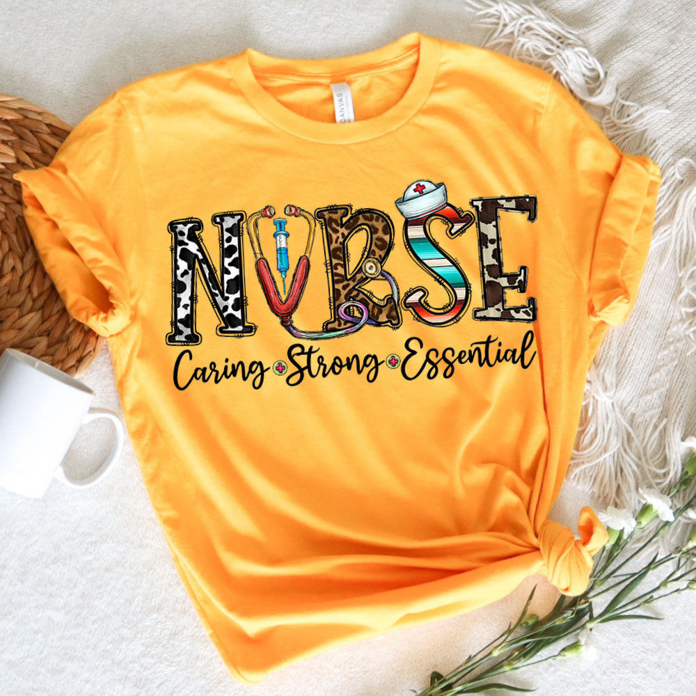 Nurse Graphic Tee Caring Strong Essential