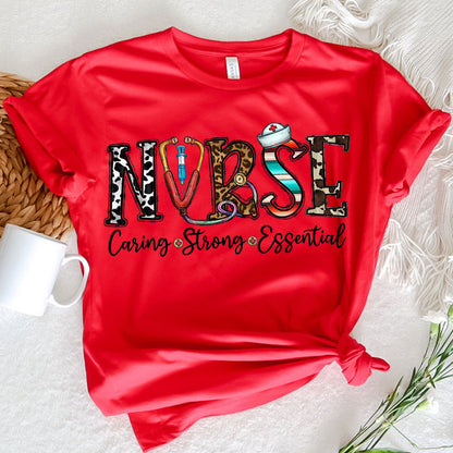 Nurse Graphic Tee Caring Strong Essential