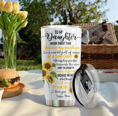 To My Daughter Sunflower 20Oz Tumbler Personalized You Are My Sunshine