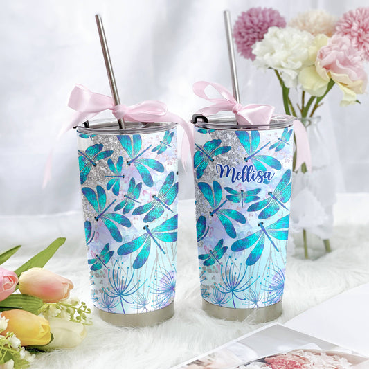 Dragonfly 20Oz Tumbler Personalized Blue Breeze