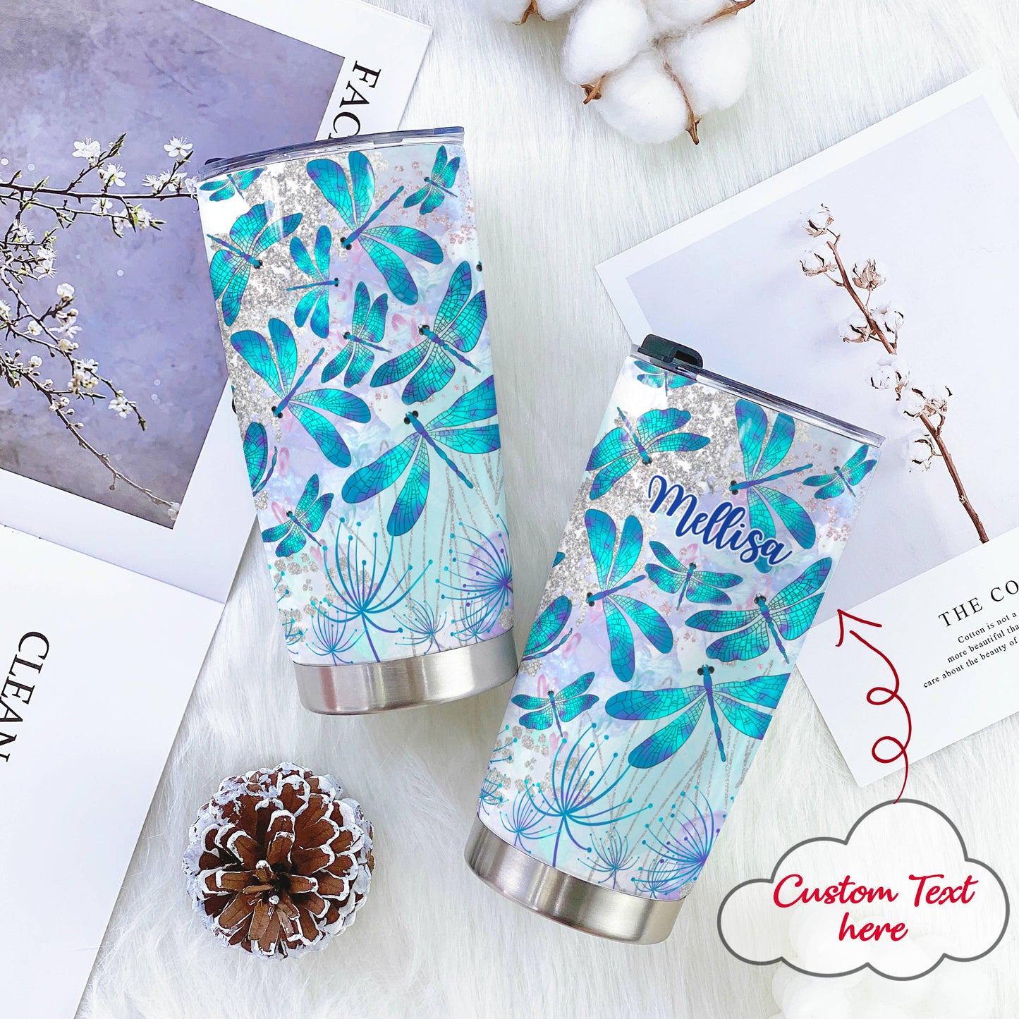 Dragonfly 20Oz Tumbler Personalized Blue Breeze