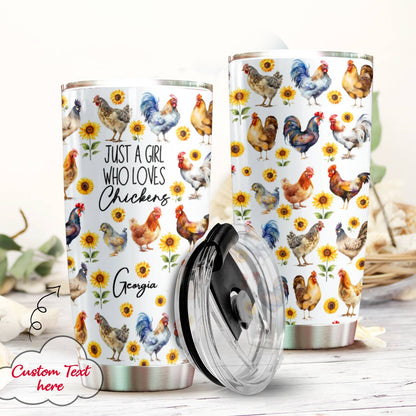 Chicken 20Oz Tumbler Personalized Just A Girl Who Loves Chickens