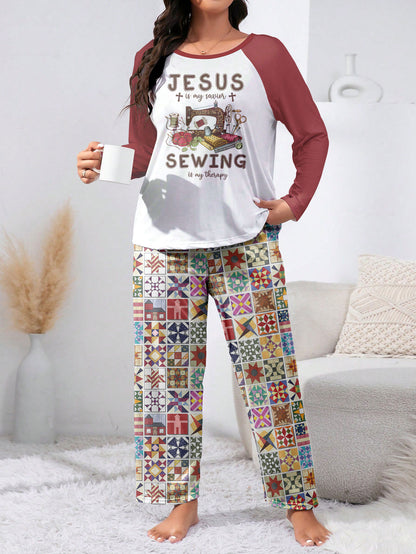 Sewing Lover Raglan Lounge Pajamas Jesus Is My Savior Sewing Are My Therapy