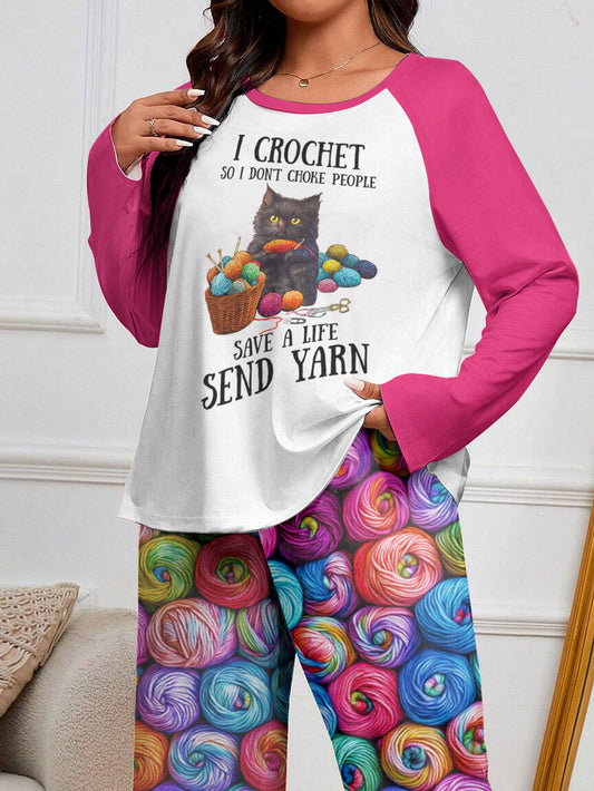 Crochet Lover Raglan Lounge Pajamas I Crochet So I Don't Choke People