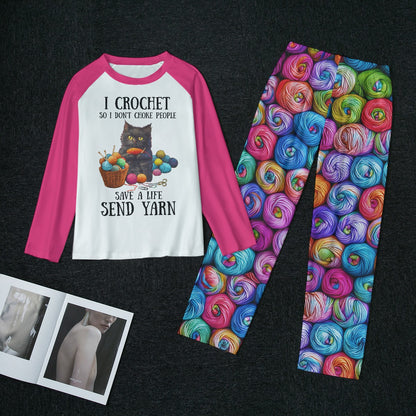 Crochet Lover Raglan Lounge Pajamas I Crochet So I Don't Choke People
