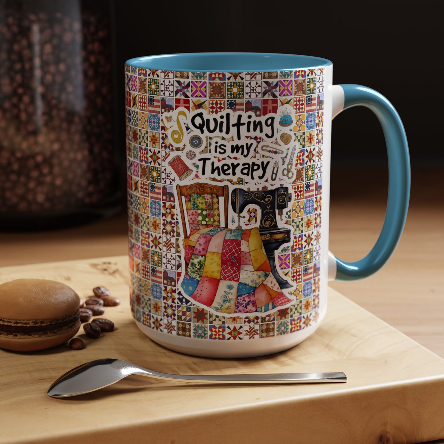 Quilting Lover Accent Mug Quilting Is My Therapy Personalized