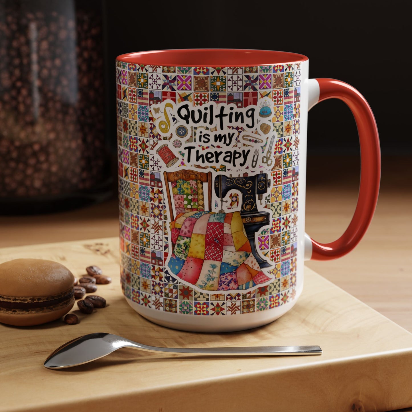 Quilting Lover Accent Mug Quilting Is My Therapy Personalized