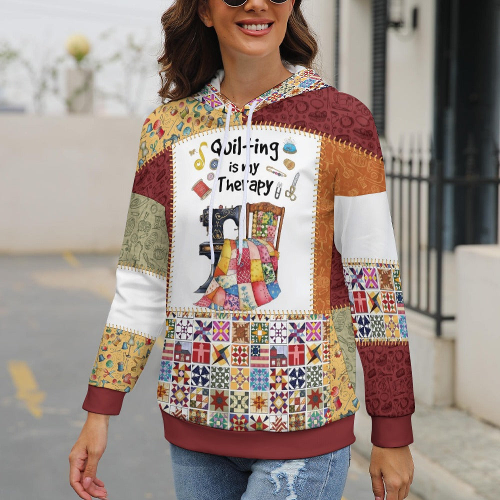 Sewing Lover Dropped Sleeve Hoodie Quilting Is My Therapy