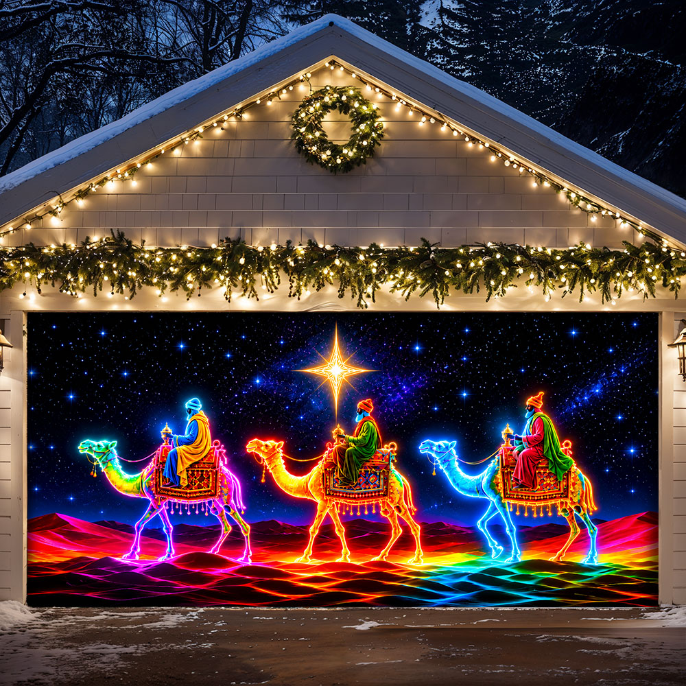 Christmas Garage Door Banner Decoration Journey Beneath Bethlehem’s Star