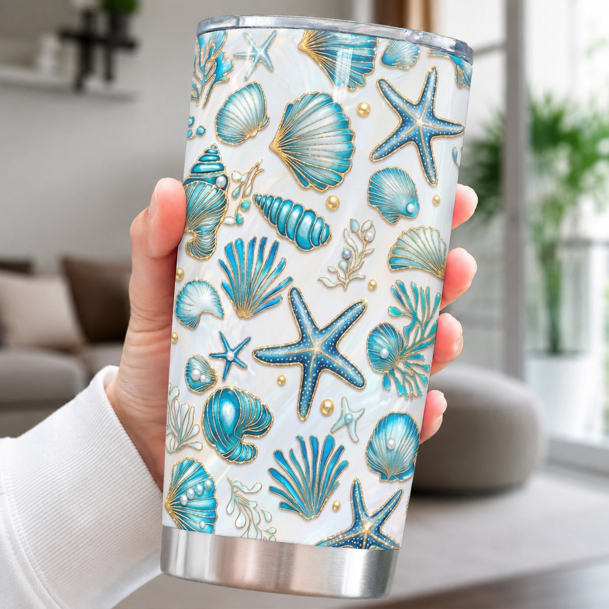 Seashell 20 oz Tumbler Iridescent Ocean