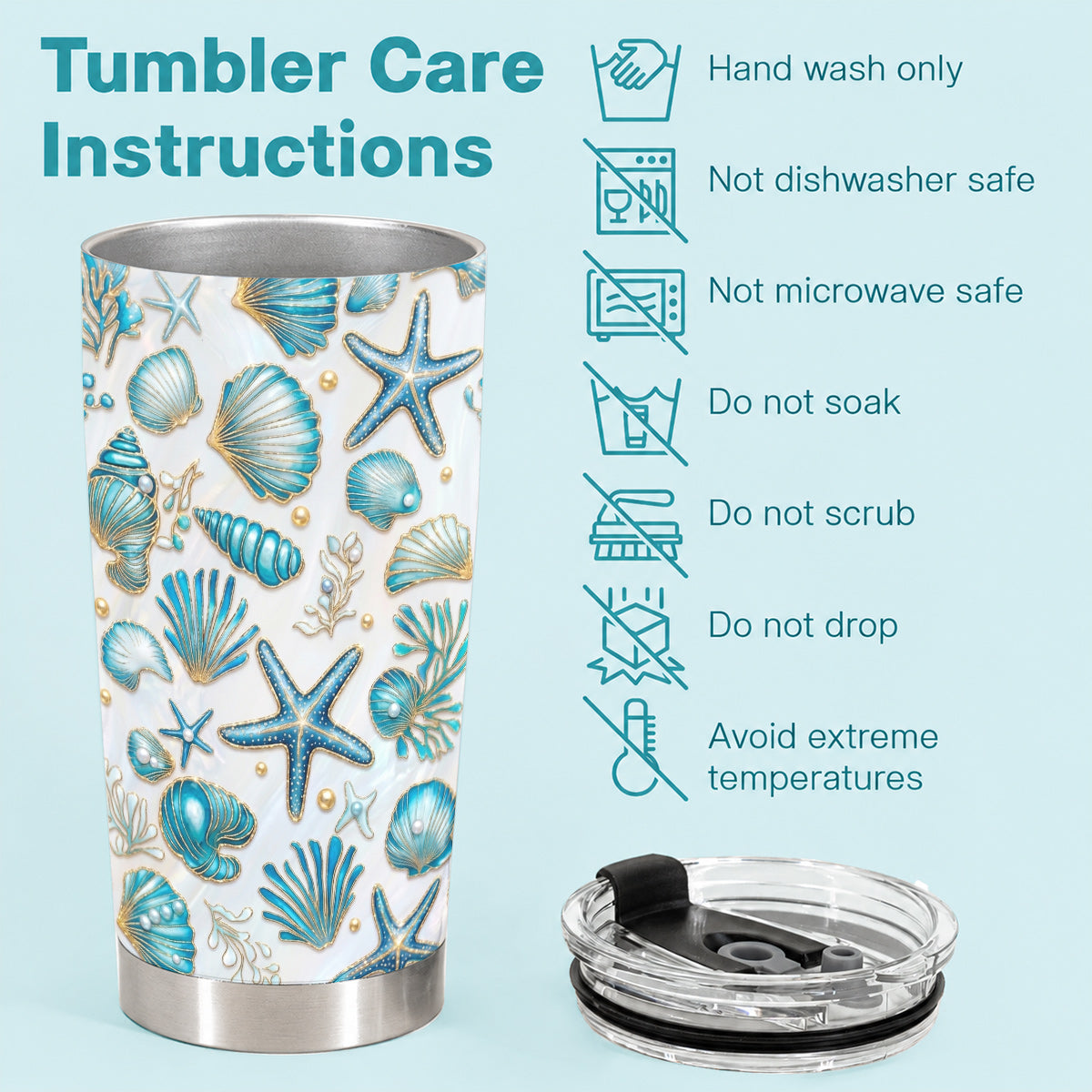 Seashell 20 oz Tumbler Iridescent Ocean