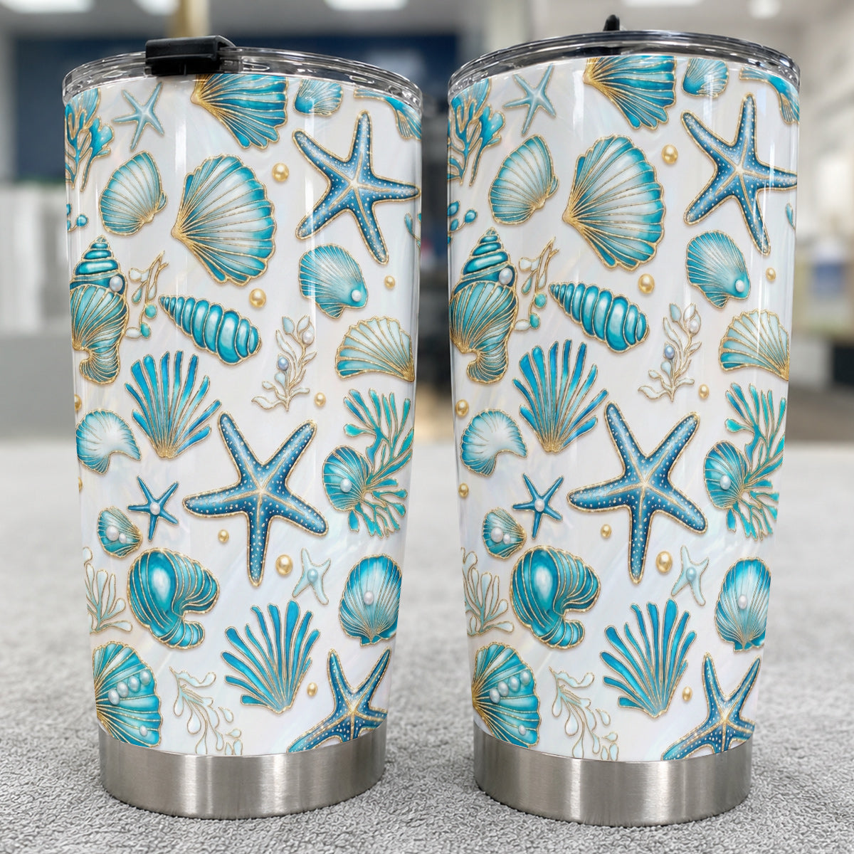 Seashell 20 oz Tumbler Iridescent Ocean