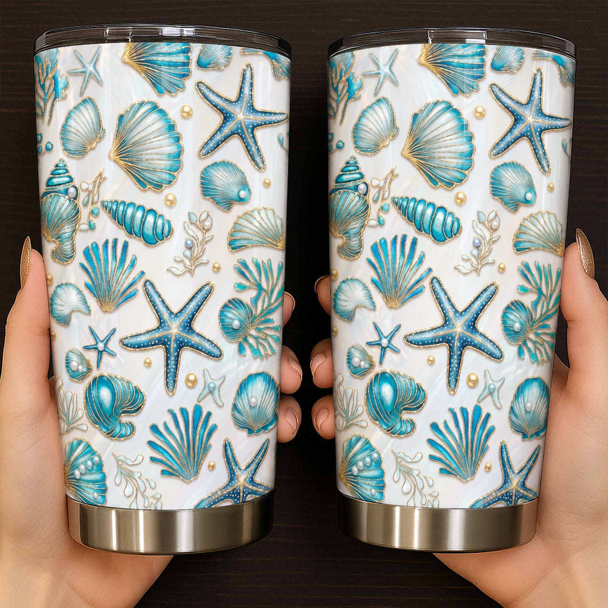 Seashell 20 oz Tumbler Iridescent Ocean