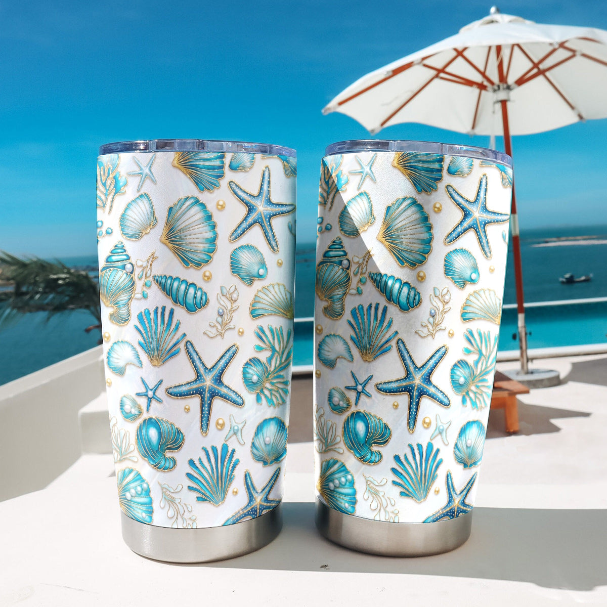 Seashell 20 oz Tumbler Iridescent Ocean