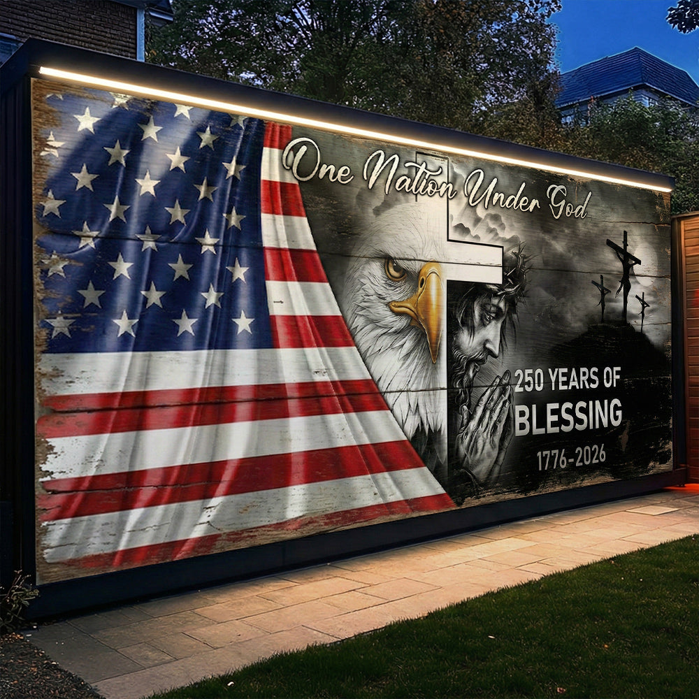 Christian Patriotic Garage Door Banner Decoration 250 Years Of Blessing