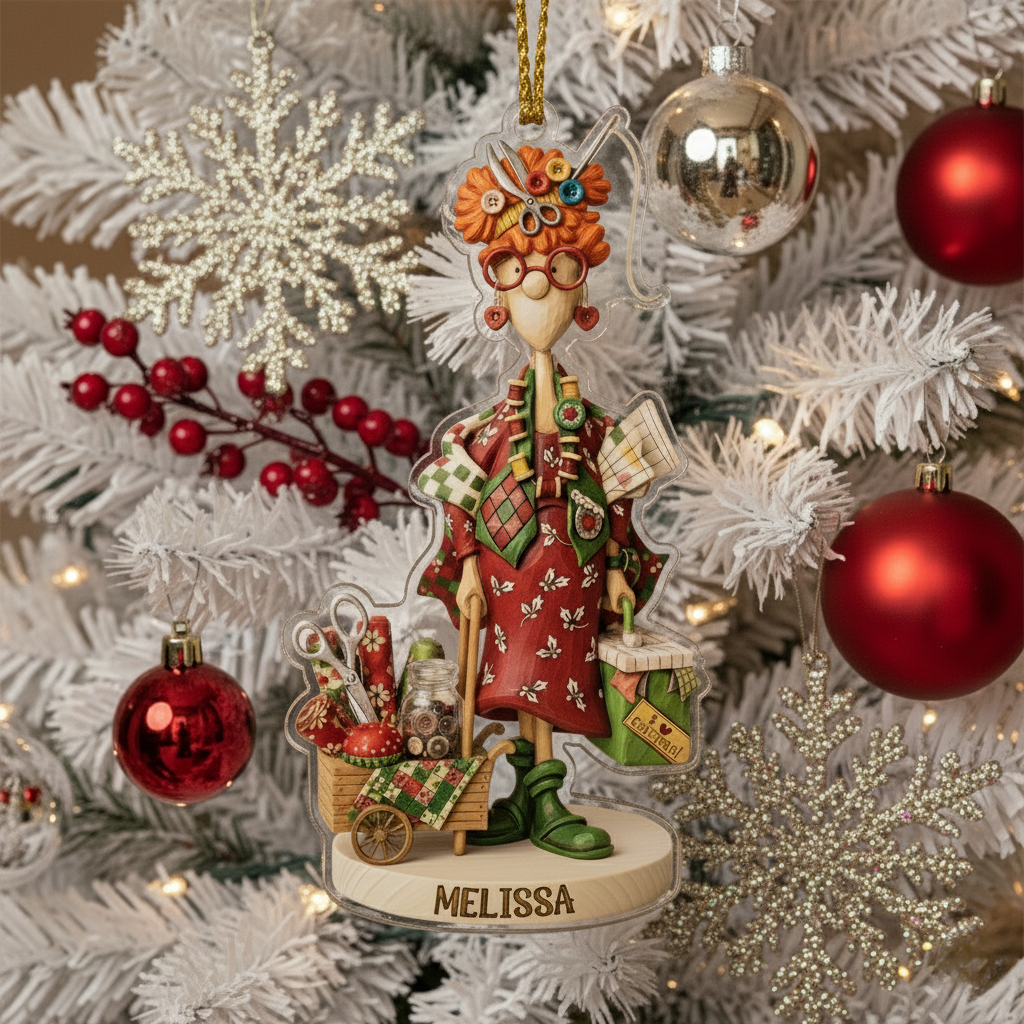 Sewing Lovers 2D Acrylic Ornament The Holiday Crafter Personalized