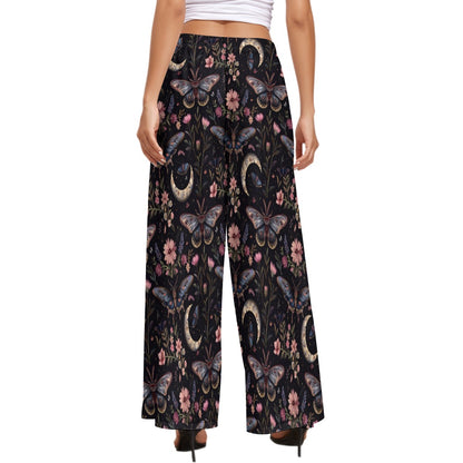 Gothic Moth Wide Leg Pants Night Garden
