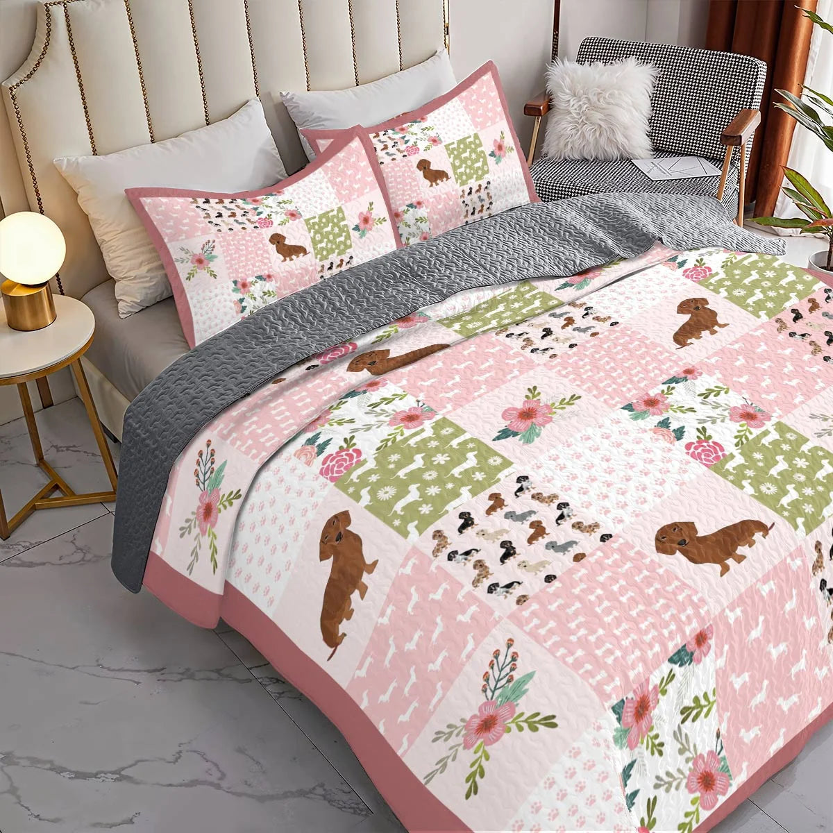 Dachshund Quilted Blanket Dachshund Dreams