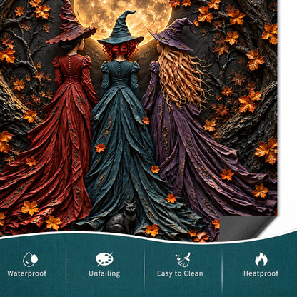 Halloween Magnetic Dishwasher Cover Witches Under the Harvest Moon