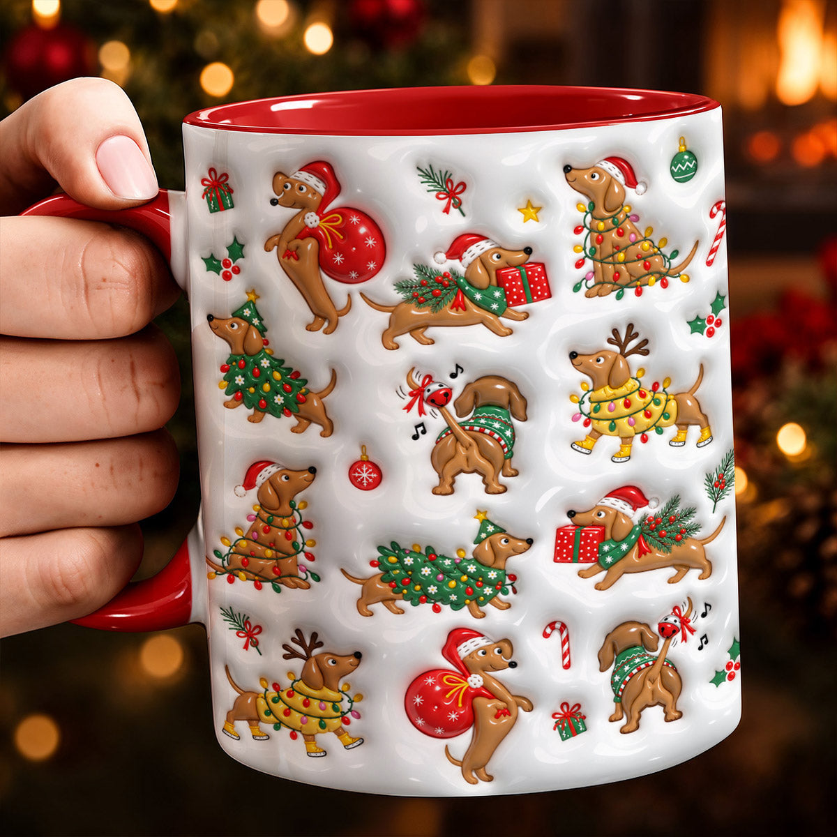 Dachshund Ceramic Accent Mug Merry Doxie Christmas