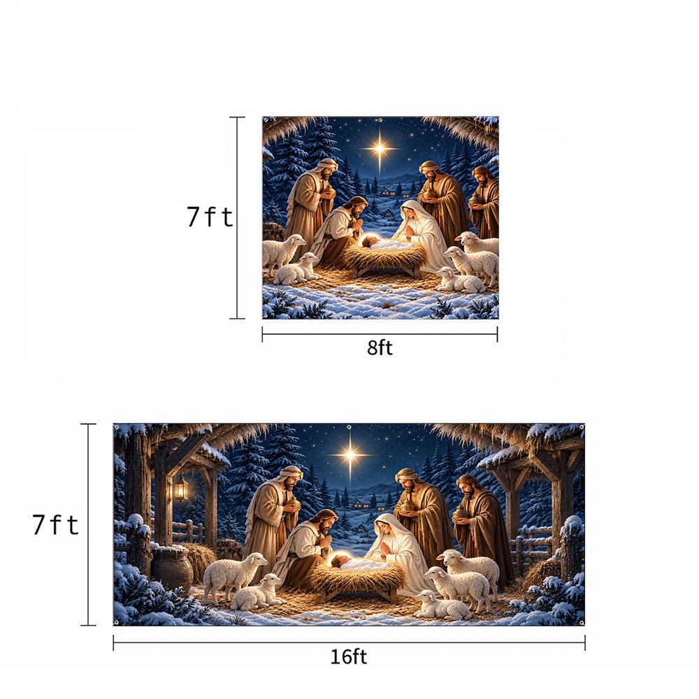 God Garage Door Banner Decoration – Holy Night in Bethlehem