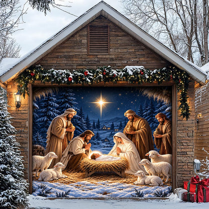 God Garage Door Banner Decoration – Holy Night in Bethlehem
