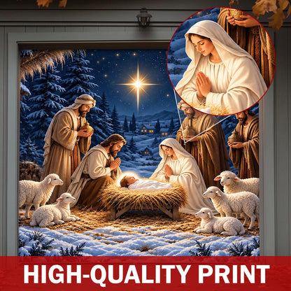 God Garage Door Banner Decoration – Holy Night in Bethlehem