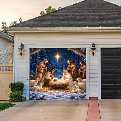 God Garage Door Banner Decoration – Holy Night in Bethlehem