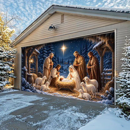 God Garage Door Banner Decoration – Holy Night in Bethlehem