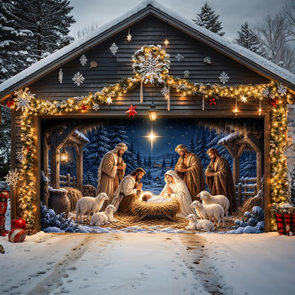 God Garage Door Banner Decoration – Holy Night in Bethlehem