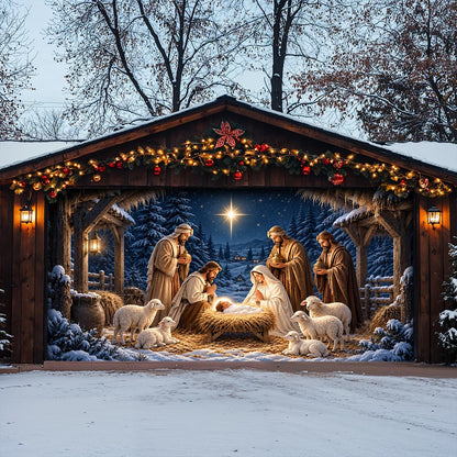 God Garage Door Banner Decoration – Holy Night in Bethlehem