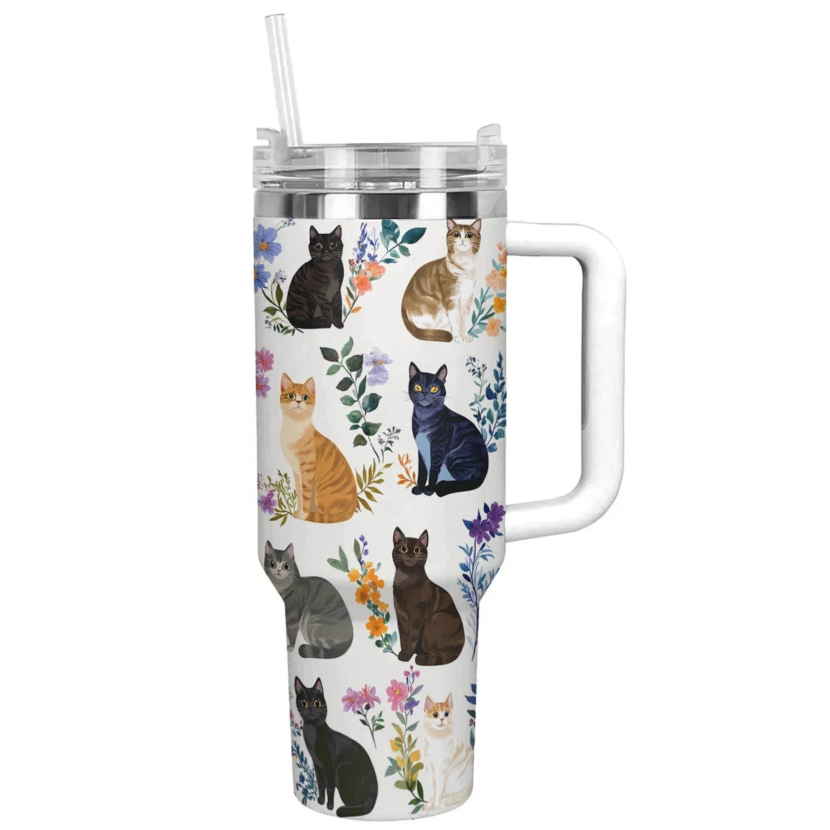 Charming Floral Cats 40 oz Tumbler