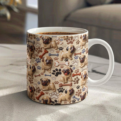 Pug 11Oz Mug Puffy Pug & Paw Print