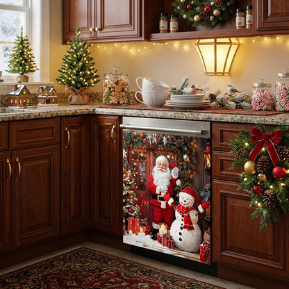 Christmas Magnetic Dishwasher Cover Santa's Magical Christmas Wonderland