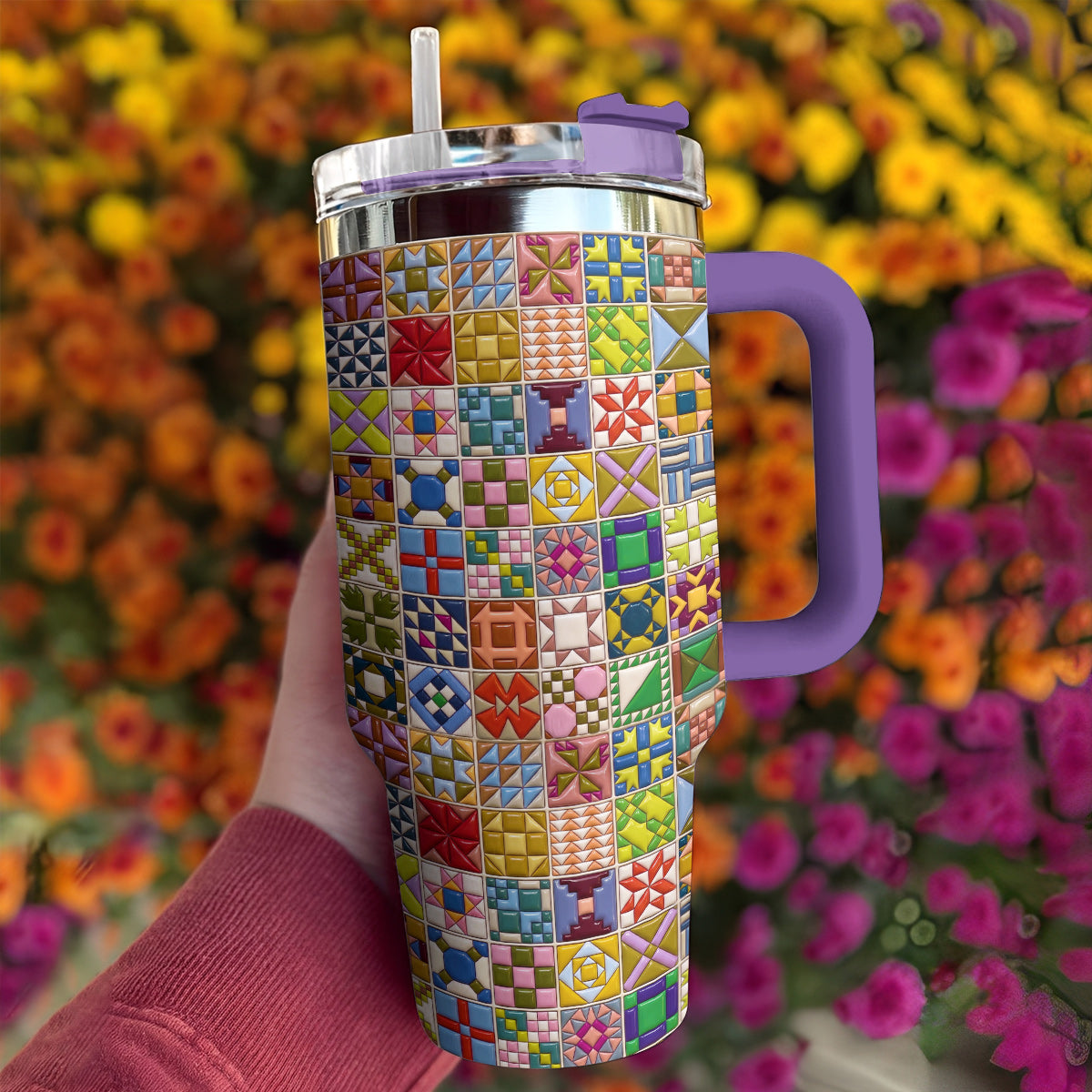 Sewing Lover 40 oz Tumbler Modern Quilt Blocks