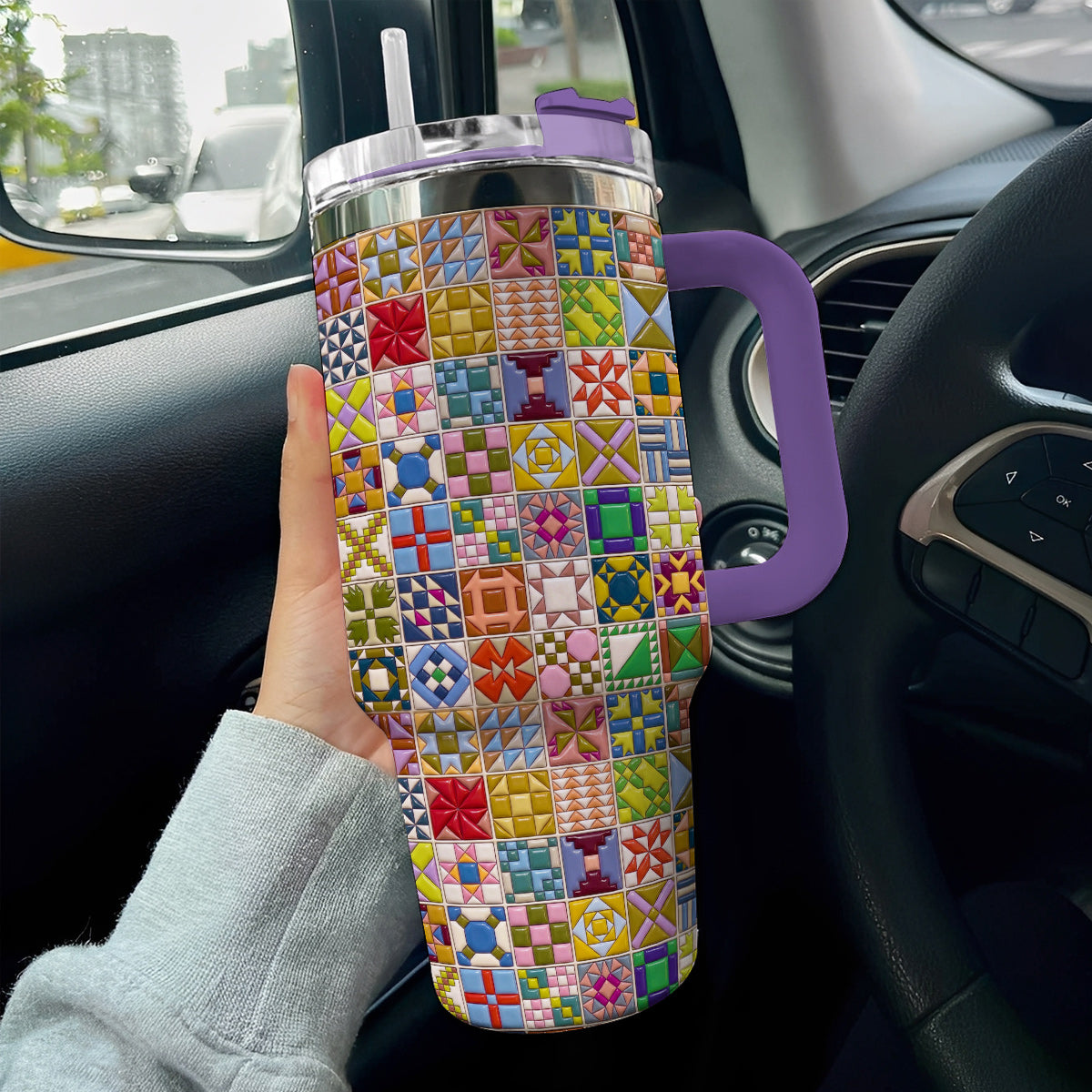 Sewing Lover 40 oz Tumbler Modern Quilt Blocks