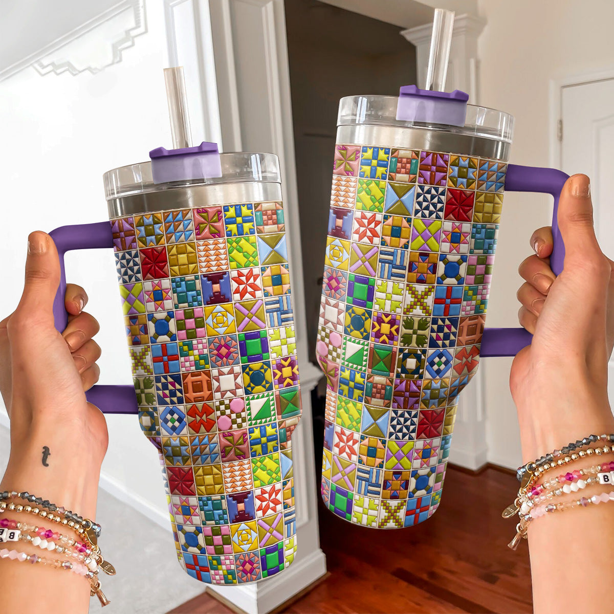 Sewing Lover 40 oz Tumbler Modern Quilt Blocks